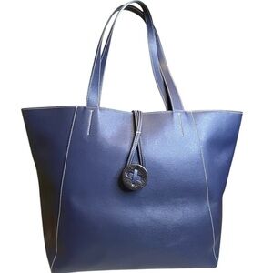 Alberta Di Canio Blue Italian Leather Large shoulder Tote bag